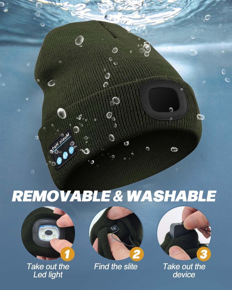 MOXTOYU Bluetooth Beanie with Light, USB Rechargeable LED Headlamp Winter Hat, Christmas Stocking Stuffers Gifts for Men Women - Image 4